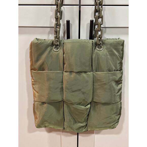 INC International Concepts BREEAH Moss Sherpa Quilt Nylon Tote/Shoulder Bag NWT - Picture 4 of 7